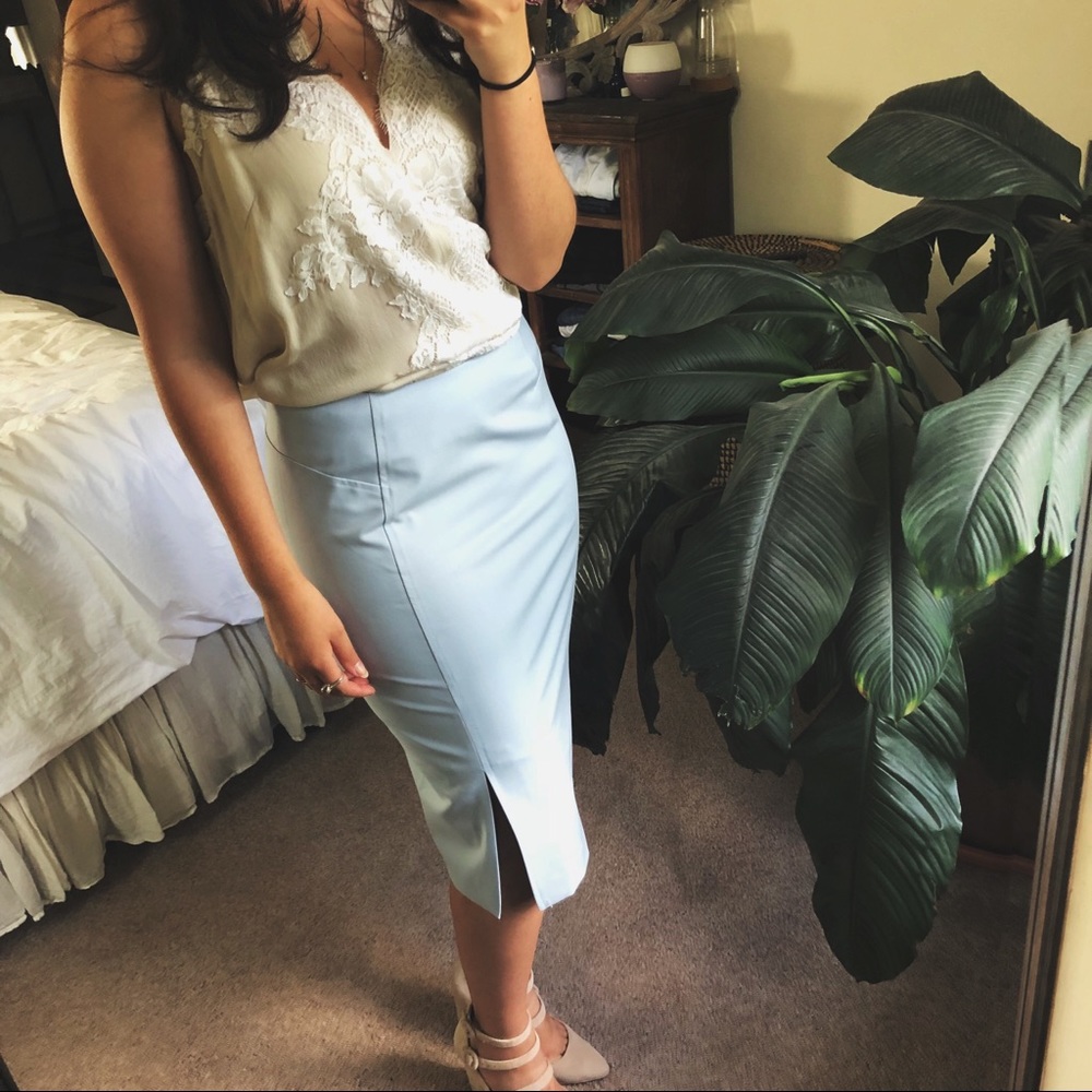 THE LIMITED/ baby blue fitted pencil skirt 4